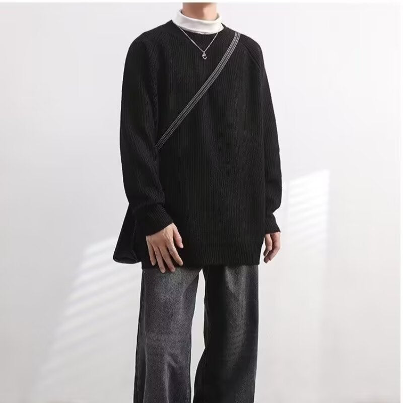Pullover für Herren im Retro-Stil mit Rundhalsausschnitt und vertikalem Muster