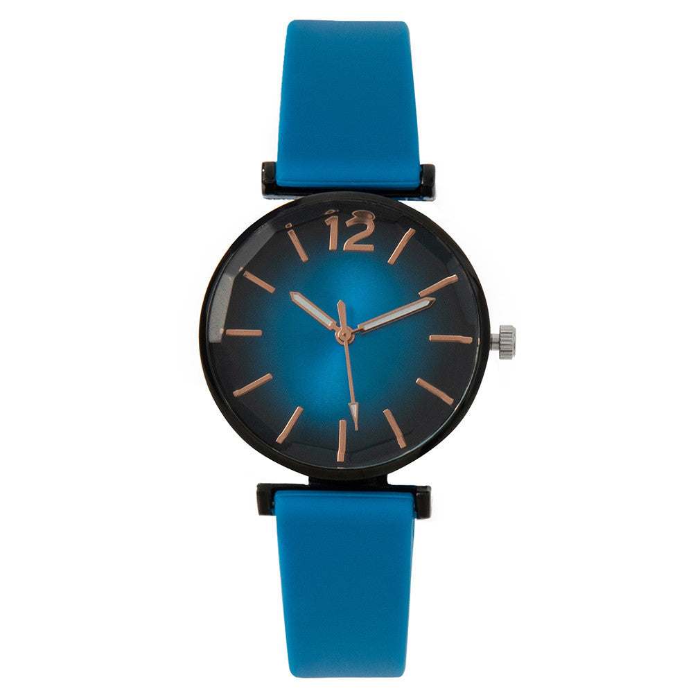 Modische Armbanduhr für Damen mit Farbverlauf und Silikonarmband