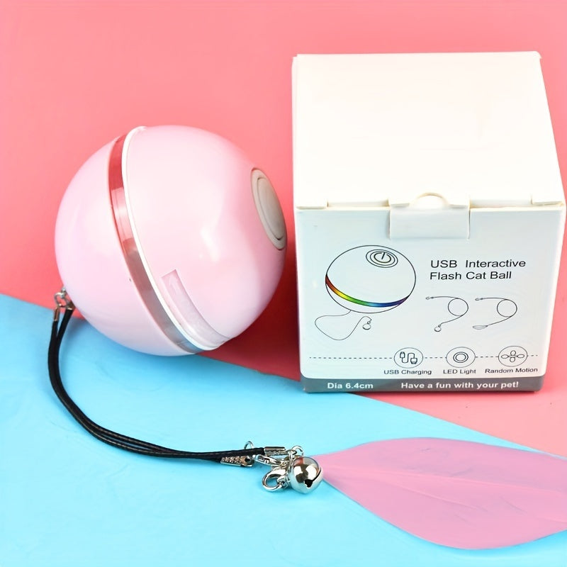 Elektrisches Katzenspielzeug, Spielzeugball, LED-Feder, necken Sie Katzenball, Katze selbst, hallo necken, Katzenstab, USB wiederaufladbar, necken Sie Katzenbedarf