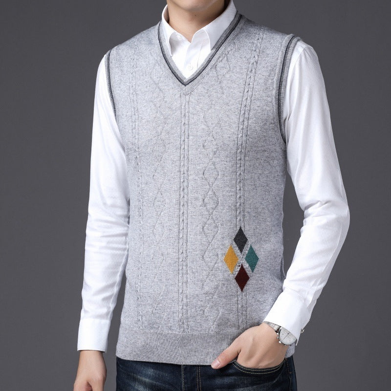 V-Ausschnitt Wollweste Herbst Winter Herren