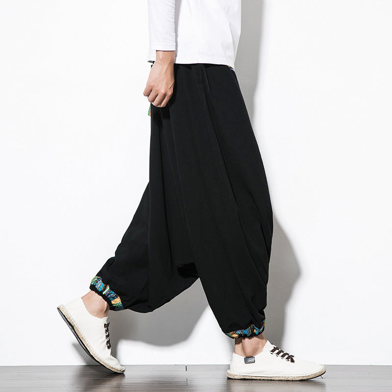 Herrenhose Ethno-Stil Retro Nepalesische Hosenträgerhose Herren Weit