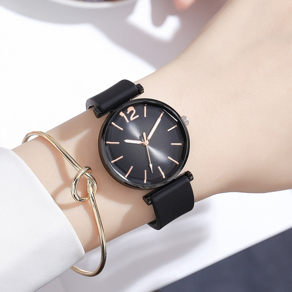 Modische Armbanduhr für Damen mit Farbverlauf und Silikonarmband