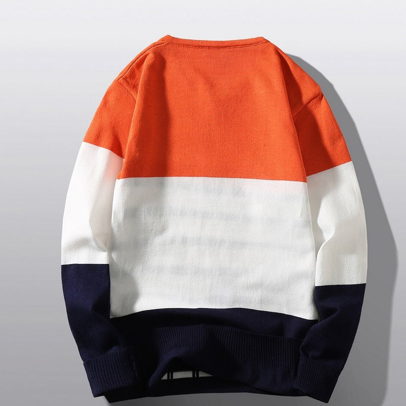 Colorblocking-Strickwaren mit V-Ausschnitt für Herren in Europa und Amerika