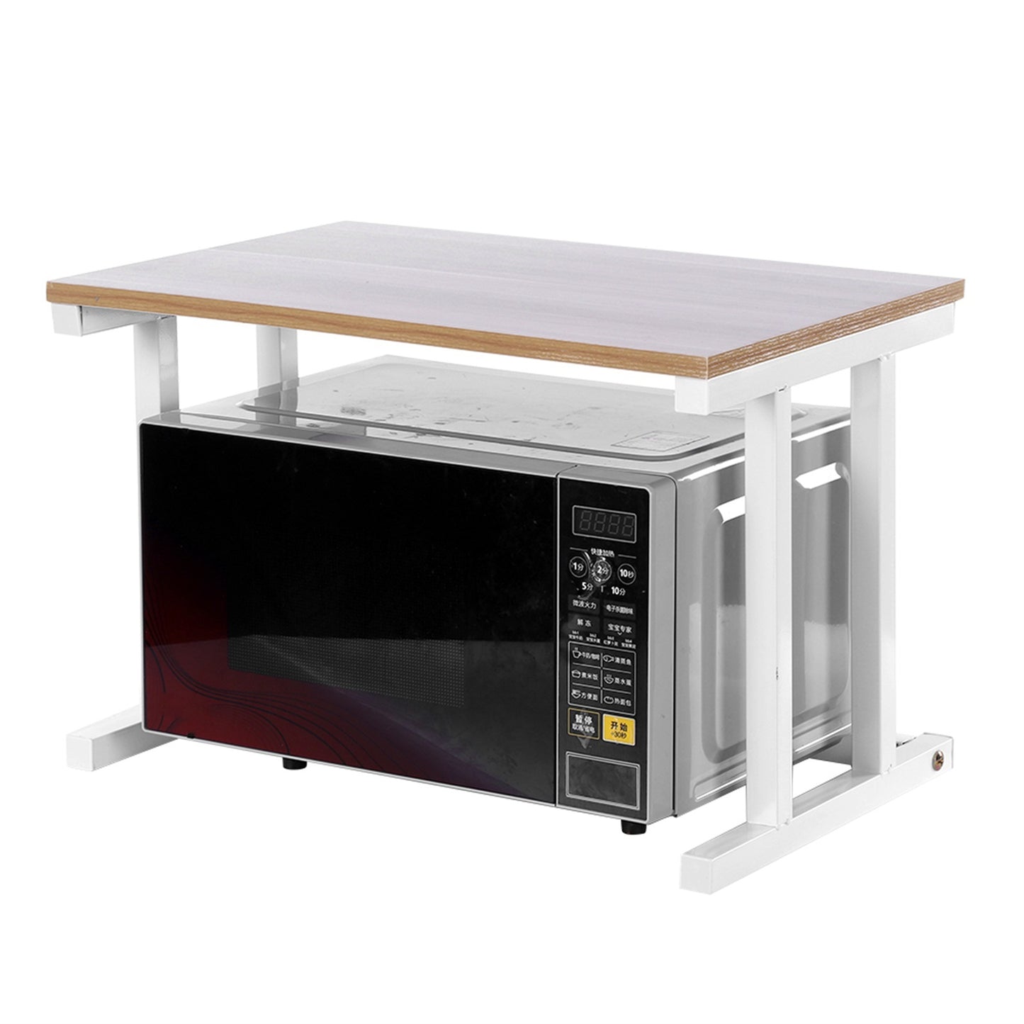 Wood Microwave Oven Stand Rack 2 Layers Storage Racks Kitchen Cabinet Counter Shelf(White)