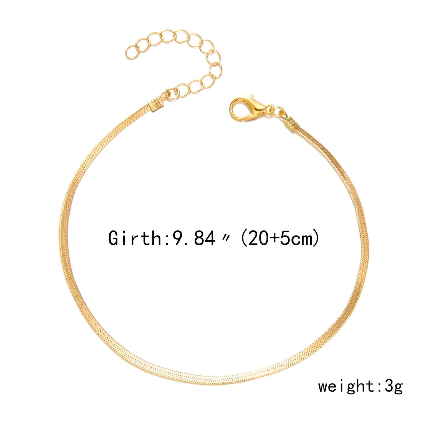 Flache Form Kette Fußkettchen einfache Damenmode