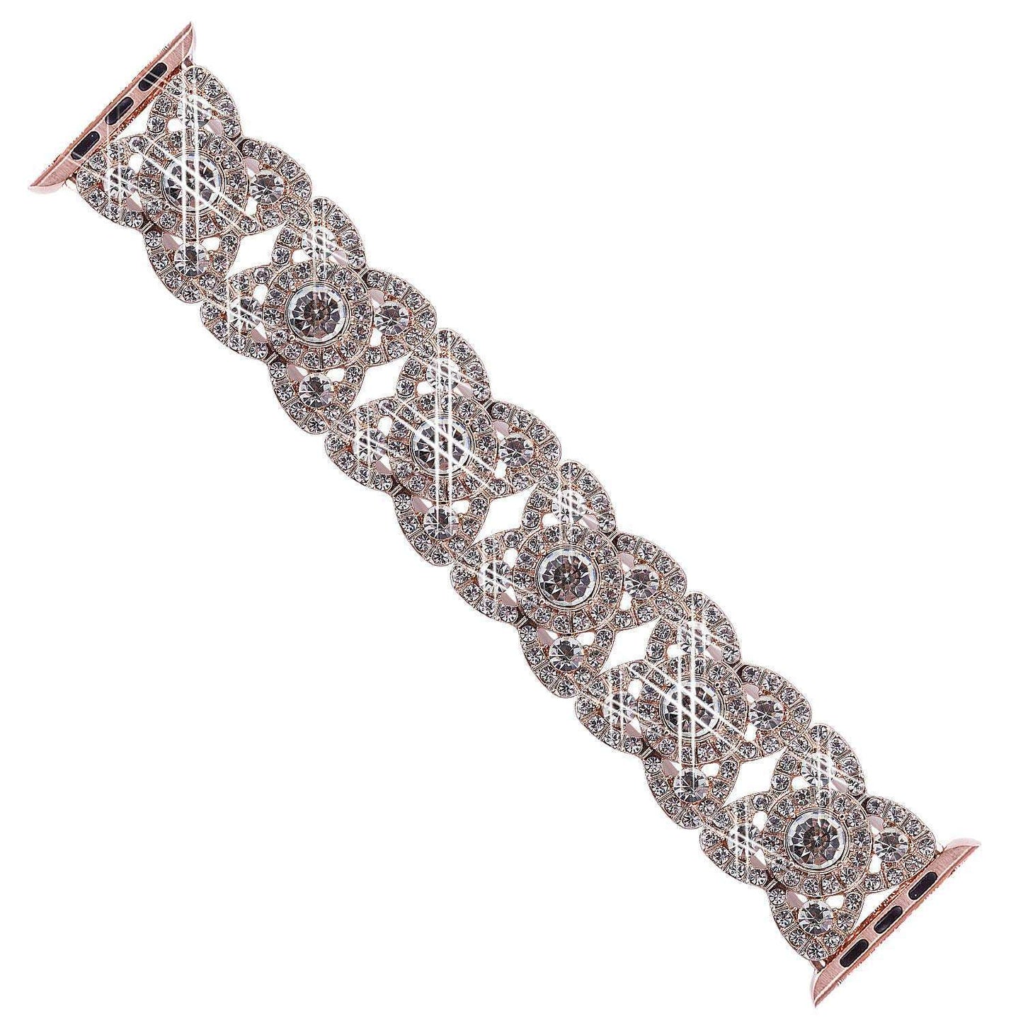 Uhrenarmband für die Serien 8, 7, 6, SE, 5, 4, 3, vierblättrige Blume aus Metall mit Diamanten