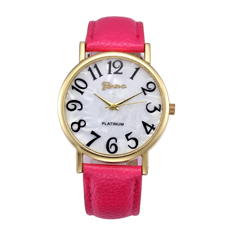 Marmor-Gürteluhr, modische Genfer Uhr, Muschel-Gesicht, lässige Uhr für Männer und Frauen