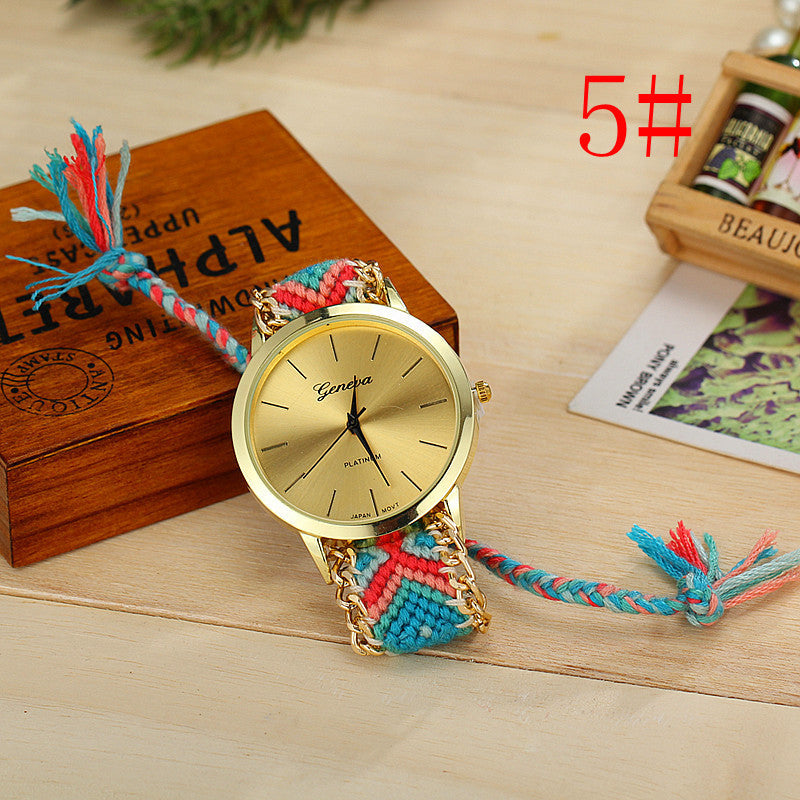 Handgewebte, farbige Uhr mit Kordelzug