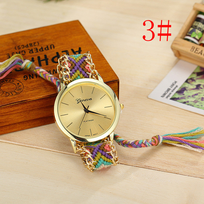 Handgewebte, farbige Uhr mit Kordelzug