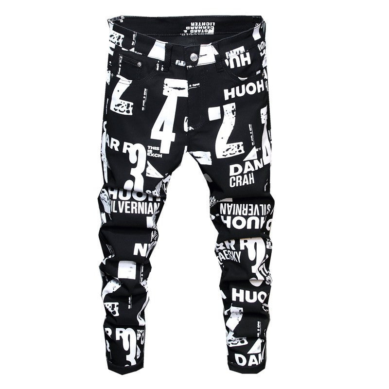 Bedruckte Hose Herren Slim-Fit Blumenhose Stretchhose
