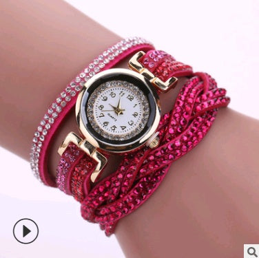 Modeuhr Damenmodeuhr, Diamant gedrehte PU-Gurtwickelmodeuhr