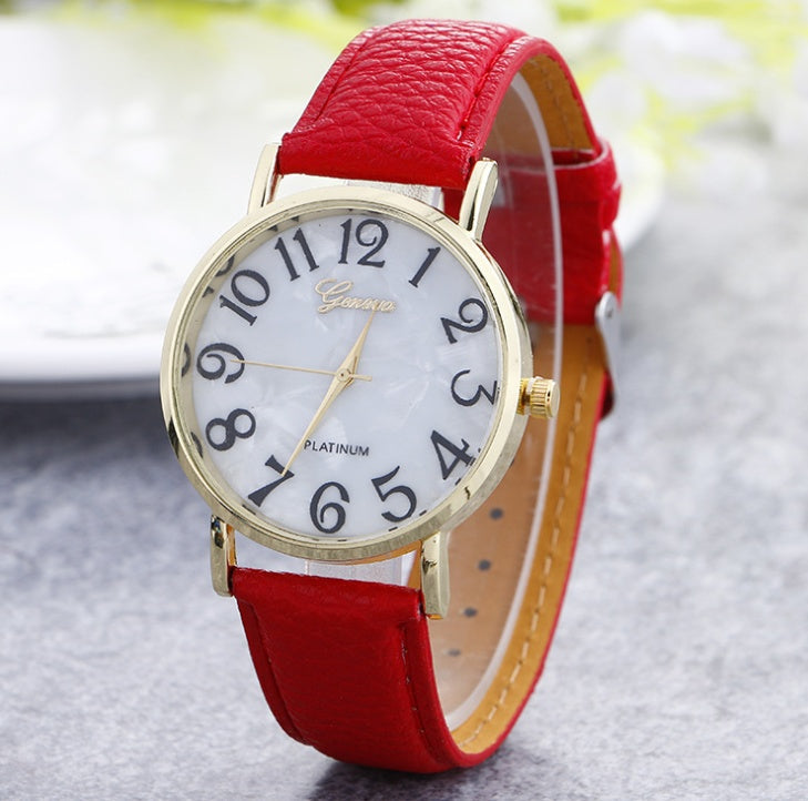 Marmor-Gürteluhr, modische Genfer Uhr, Muschel-Gesicht, lässige Uhr für Männer und Frauen