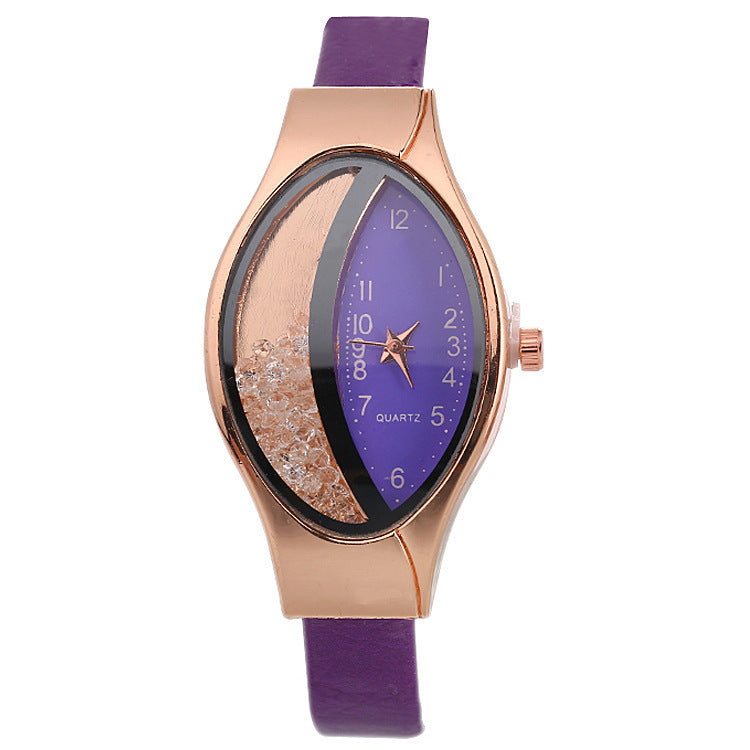 Uhr Augenform Damen Quarzuhr WISH Turn Bead Quicksand Gürteluhr