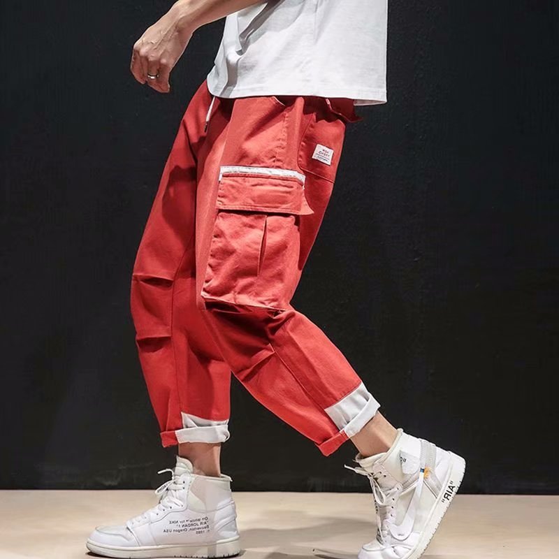 Lockere, gerade 9-Punkte-Hip-Hop-Hose