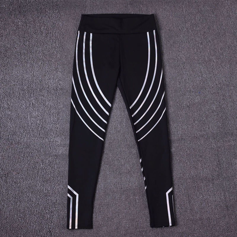Europäische Schönheit Fitness Yogahosen Laserdruck schlank abnehmen Sport Leggings