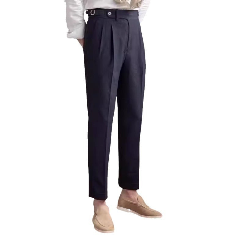 Neue Sommer Herren Anzughose mit hoher Taille und gerader Passform