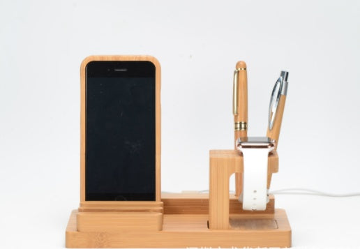 Kompatibel mit Apple, Bambus, Holz und Mobile Apple Watch Halterung Lade Holzhalterung Multifunktions-flache Handy-Basis