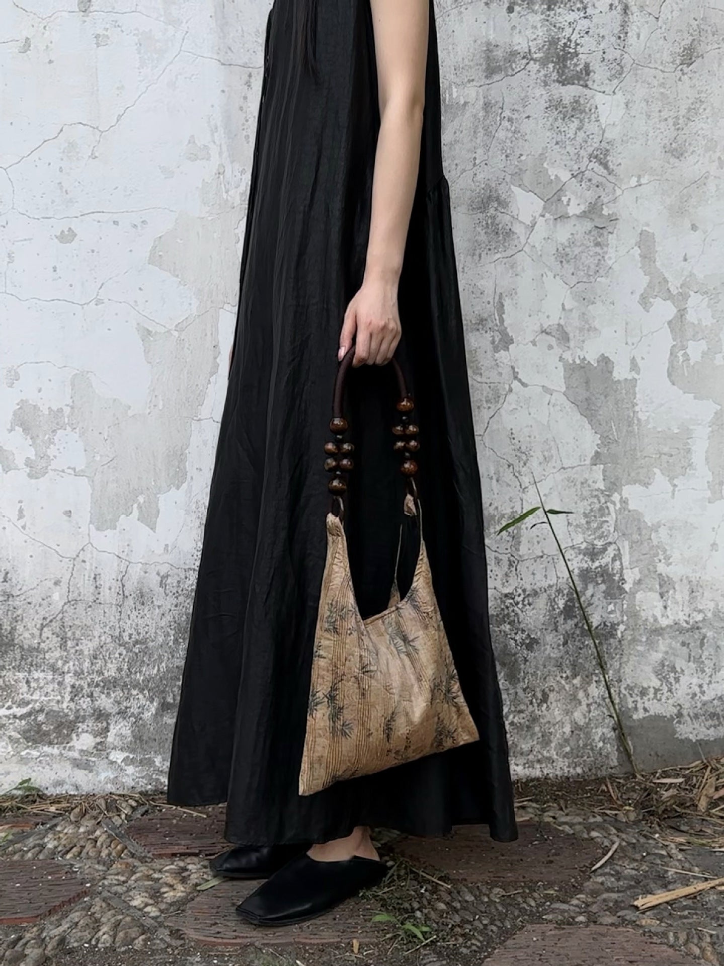 Neu Guo Feng Neue Chinesische Stil Wasser Muster Bambus Blatt Druck Zen Cheongsam Alte Stil High-end Satchel