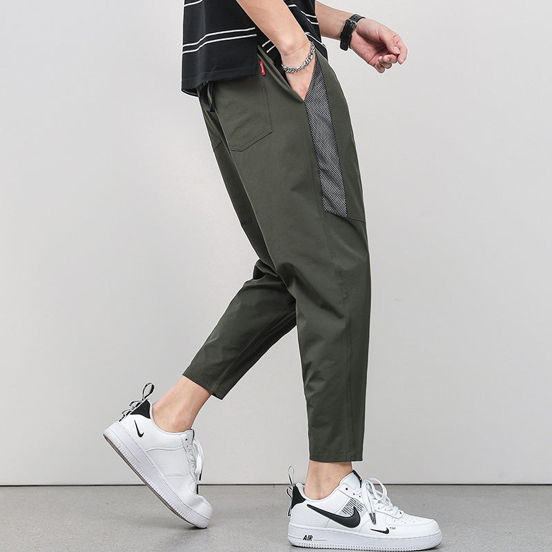Gekürzte, dünne, lässige Hose mit Kordelzug