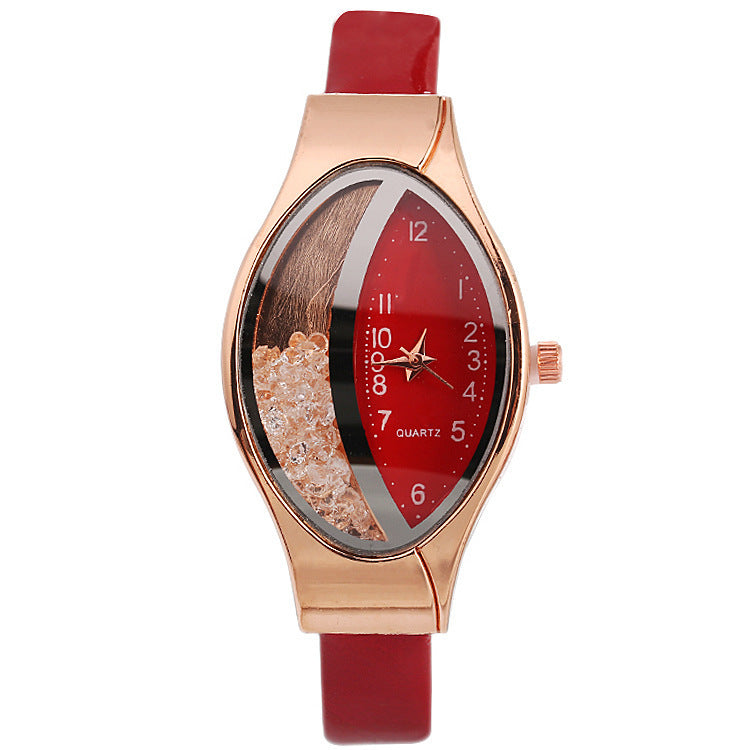 Uhr Augenform Damen Quarzuhr WISH Turn Bead Quicksand Gürteluhr