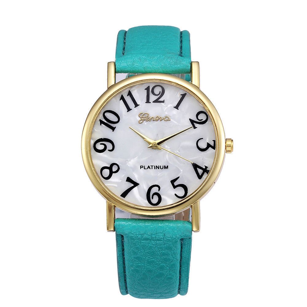 Marmor-Gürteluhr, modische Genfer Uhr, Muschel-Gesicht, lässige Uhr für Männer und Frauen