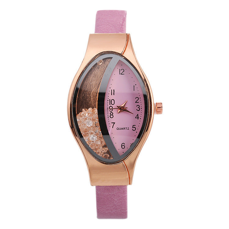Uhr Augenform Damen Quarzuhr WISH Turn Bead Quicksand Gürteluhr