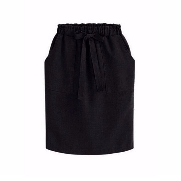 Casual High Waist Skirt Bow Loose Bag Hip Skirt