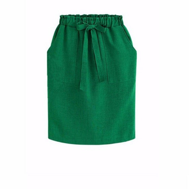 Casual High Waist Skirt Bow Loose Bag Hip Skirt