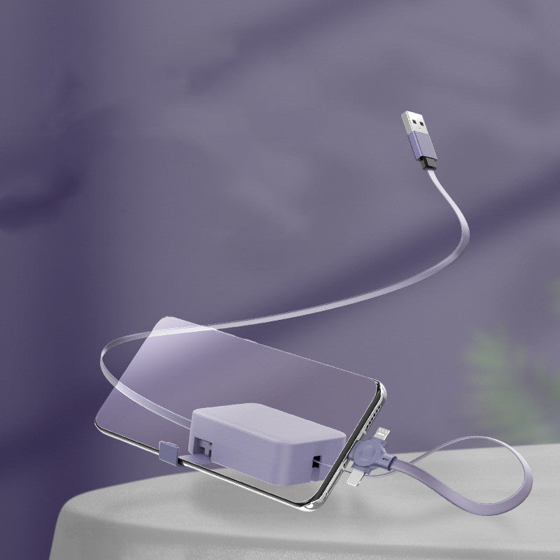 4-in-1-einziehbares USB-Kabel, kreatives Macaron-Typ-C-Mikrokabel für iPhone mit Telefonständer, Ladedatenkabel, Aufbewahrungsbox
