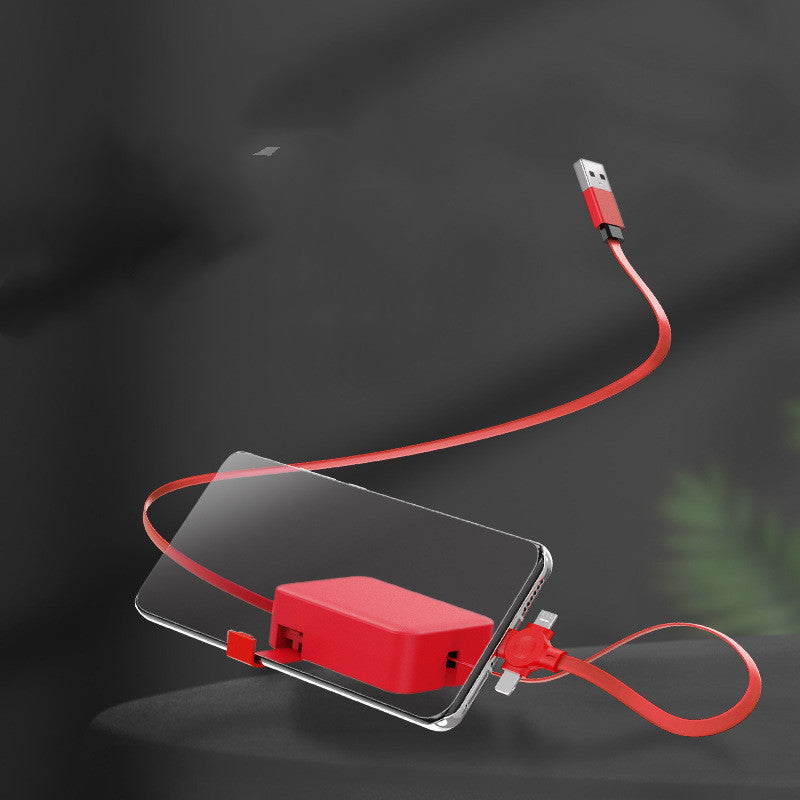 4-in-1-einziehbares USB-Kabel, kreatives Macaron-Typ-C-Mikrokabel für iPhone mit Telefonständer, Ladedatenkabel, Aufbewahrungsbox