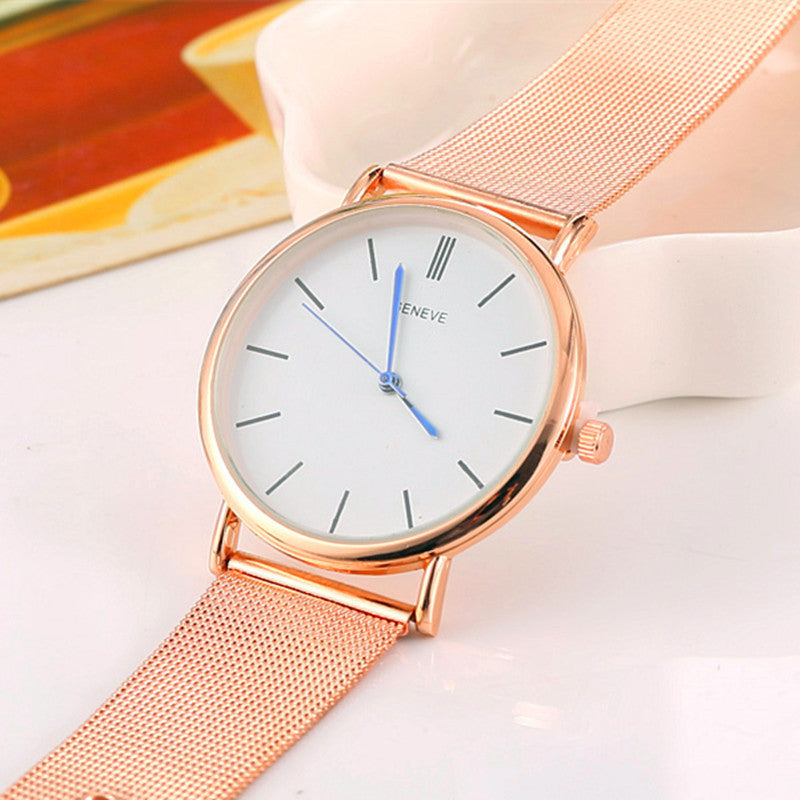 Geneva Edelstahl Mesh-Armbanduhr Ultradünne Geneva Herren- und Damen-Business-Uhren
