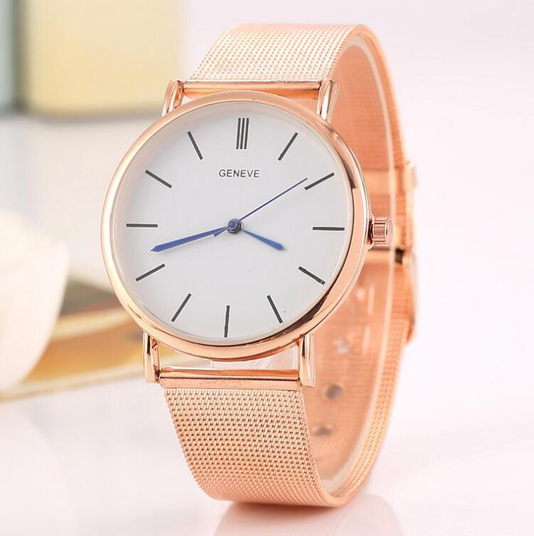 Geneva Edelstahl Mesh-Armbanduhr Ultradünne Geneva Herren- und Damen-Business-Uhren