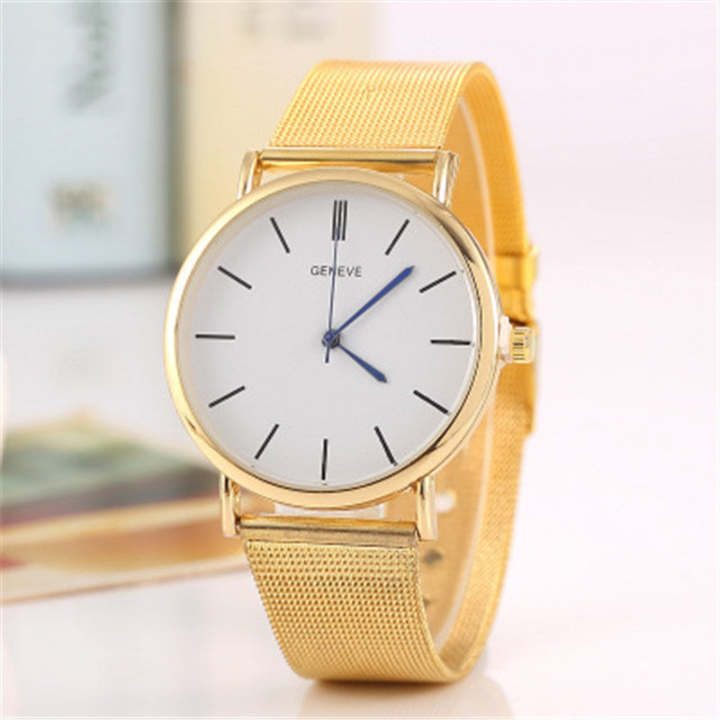 Geneva Edelstahl Mesh-Armbanduhr Ultradünne Geneva Herren- und Damen-Business-Uhren