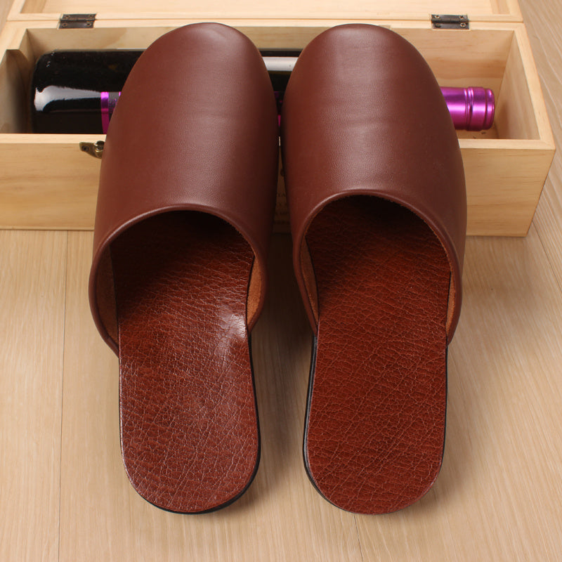 Custom Haining Leather Slippers Men''S And Women''S Baotou Home Floor In Spring And Winter