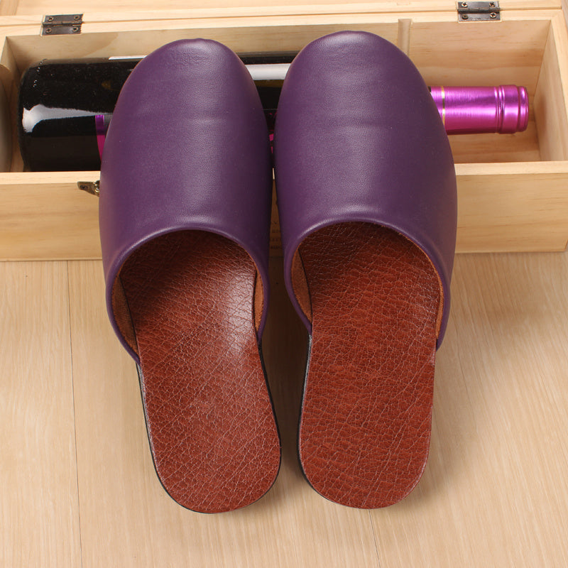 Custom Haining Leather Slippers Men''S And Women''S Baotou Home Floor In Spring And Winter