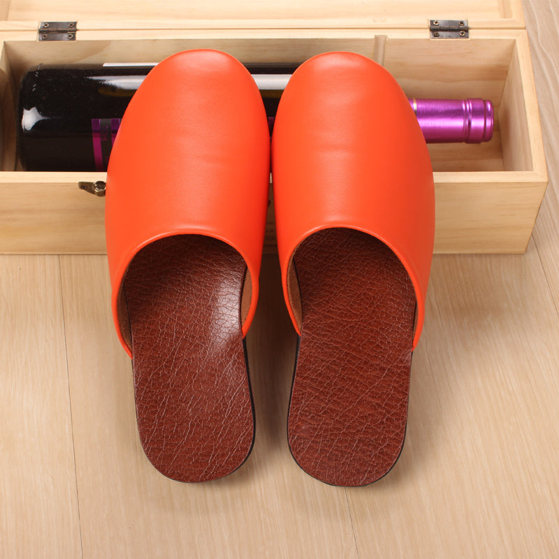Custom Haining Leather Slippers Men''S And Women''S Baotou Home Floor In Spring And Winter
