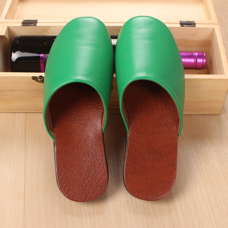 Custom Haining Leather Slippers Men''S And Women''S Baotou Home Floor In Spring And Winter