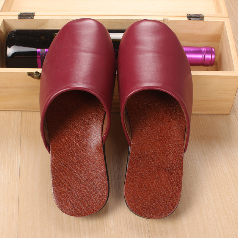 Custom Haining Leather Slippers Men''S And Women''S Baotou Home Floor In Spring And Winter