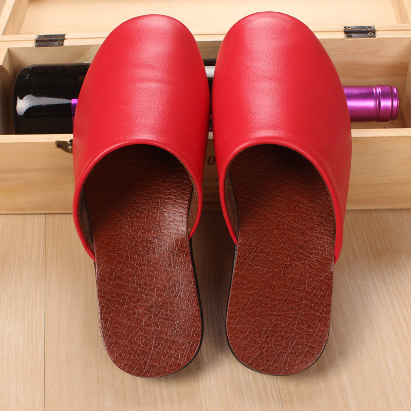 Custom Haining Leather Slippers Men''S And Women''S Baotou Home Floor In Spring And Winter
