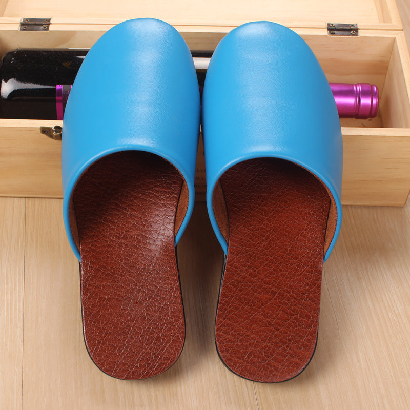 Custom Haining Leather Slippers Men''S And Women''S Baotou Home Floor In Spring And Winter
