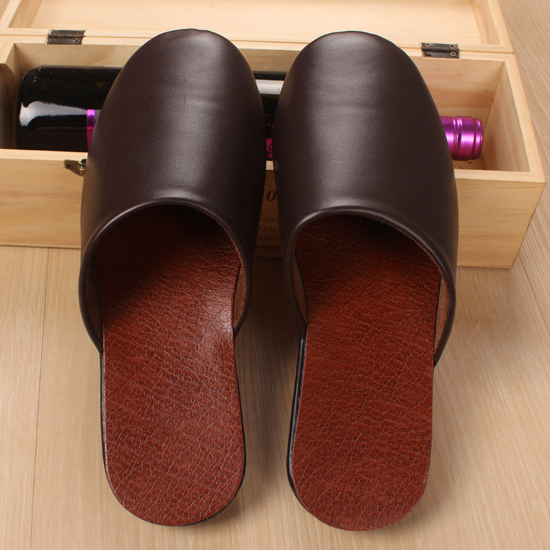 Custom Haining Leather Slippers Men''S And Women''S Baotou Home Floor In Spring And Winter