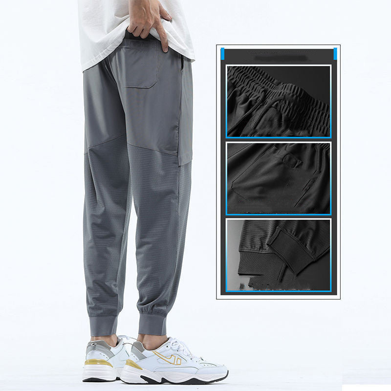 Freizeithose Herren Sommerhose Aus Eisseide Mit Gürtel Und Neun Punkten Atmungsaktive Sporthose Mit Stretch-Anteil Lockere Hose Für Studenten