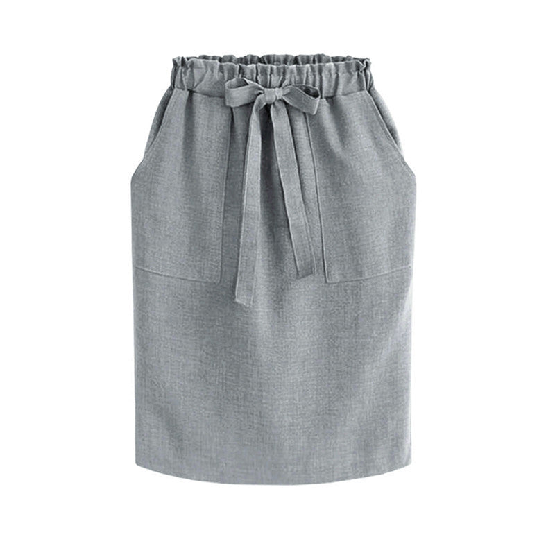 Casual High Waist Skirt Bow Loose Bag Hip Skirt