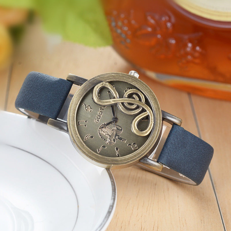 Mode Retro Hohl Musik Symbol Damen Uhr