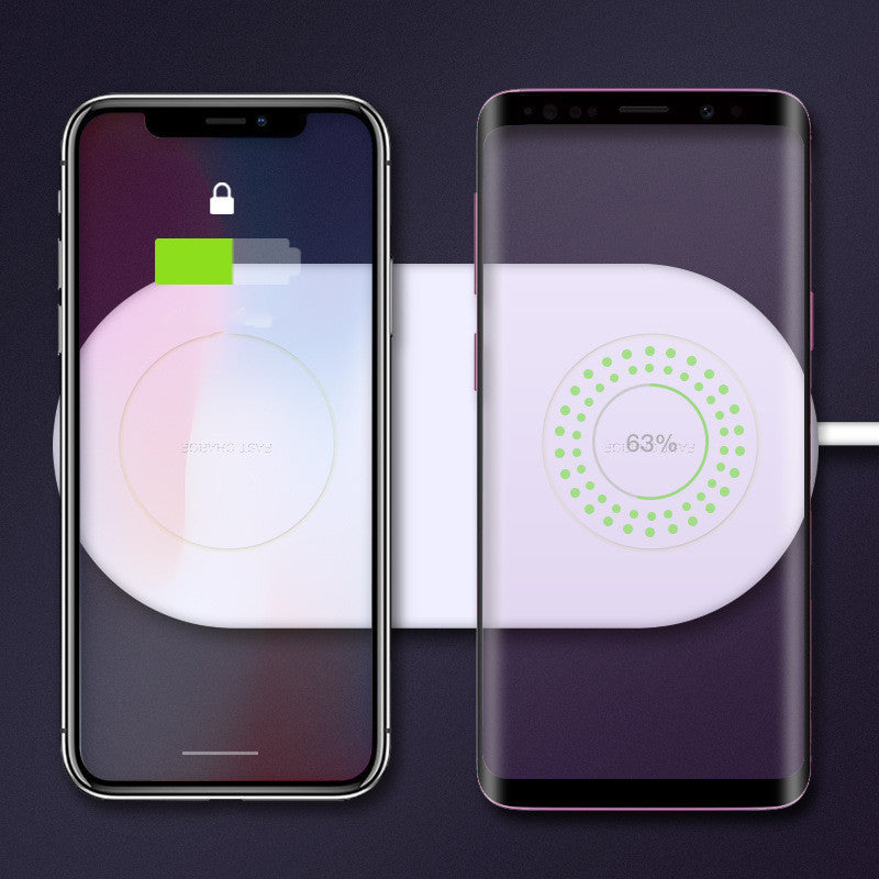 Drahtloses Dual-Charge-Ladegerät für Mobiltelefone Unterstützt das schnelle Laden von zwei drahtlosen Mobiltelefonen