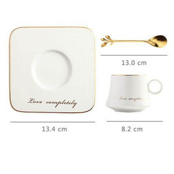 Europäischen Stil Licht Luxus Gold Nachmittag Tee Milch Saft Frühstück Tasse Untertasse Löffel Geschenk