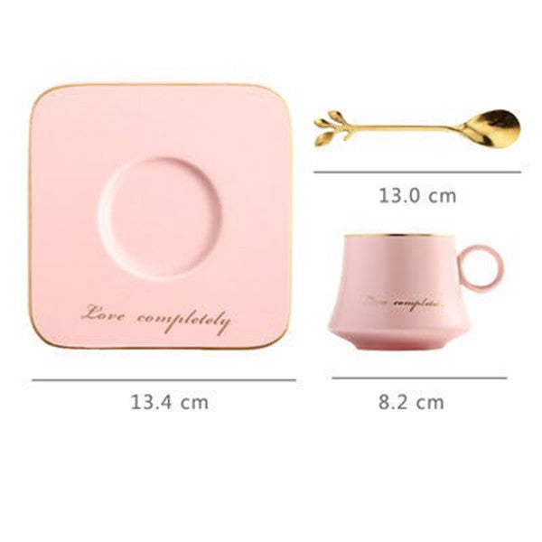 Europäischen Stil Licht Luxus Gold Nachmittag Tee Milch Saft Frühstück Tasse Untertasse Löffel Geschenk