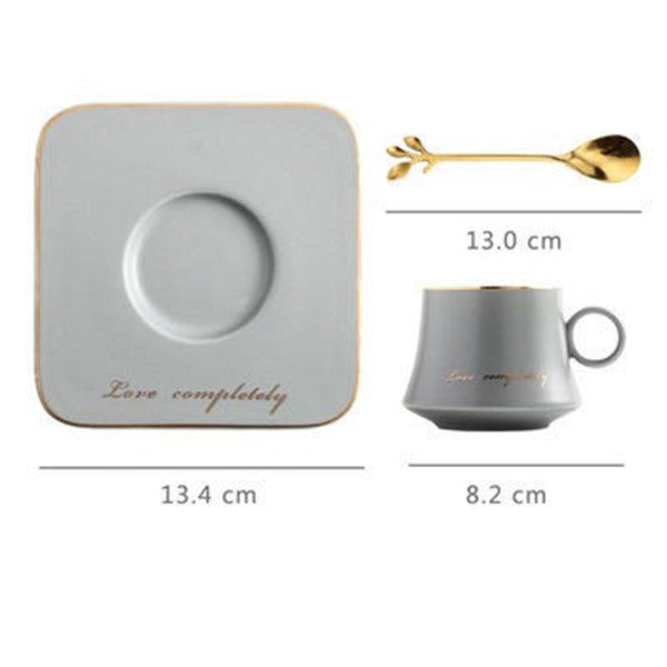 Europäischen Stil Licht Luxus Gold Nachmittag Tee Milch Saft Frühstück Tasse Untertasse Löffel Geschenk