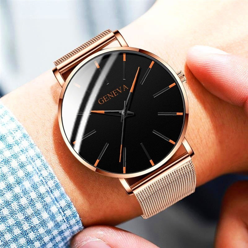 Business-Quarzuhr mit Edelstahl-Mesh-Band