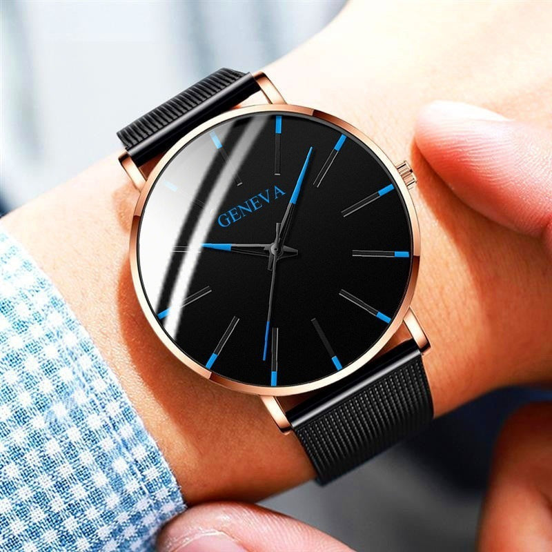 Business-Quarzuhr mit Edelstahl-Mesh-Band